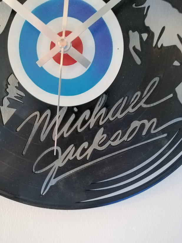 Michael Jackson Cut Vinyl Clock close up 2