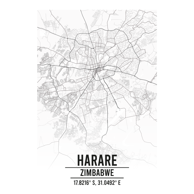 Harare Zimbabwe map