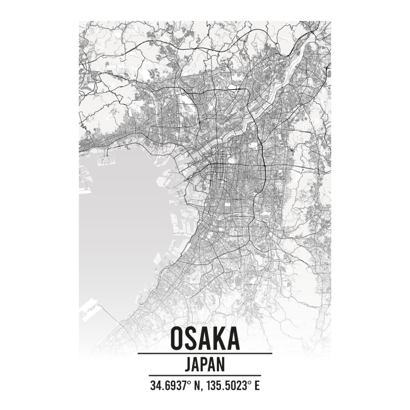 Osaka Japan map