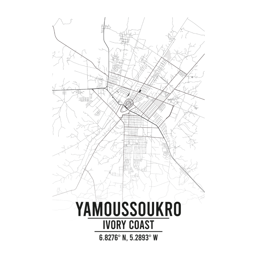 Yamoussoukro Ivory Coast map