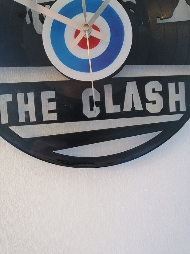 The Clash vinyl clock close up 3