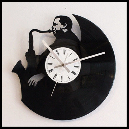 Jazz Saxophone Vinyl Clock